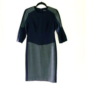 TERI JON BY RICKIE FREEMAN navy and gray midi 3/4 sleeves dress